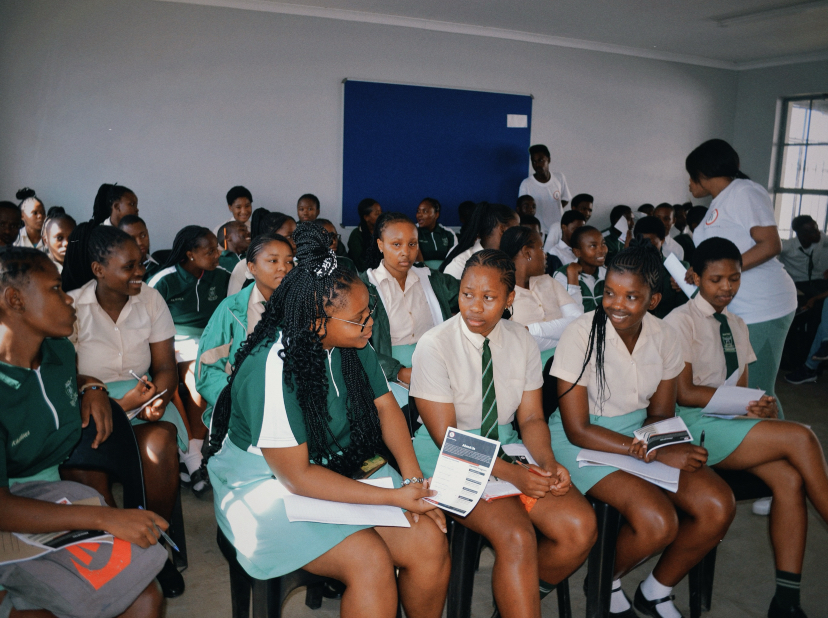 Students attending a career fair presentation