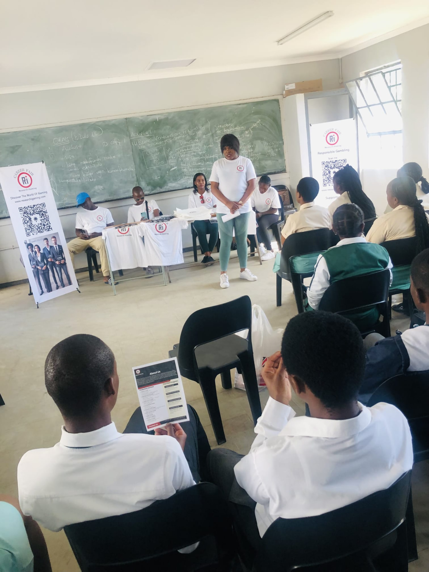 RI career fair presentation in a school classroom